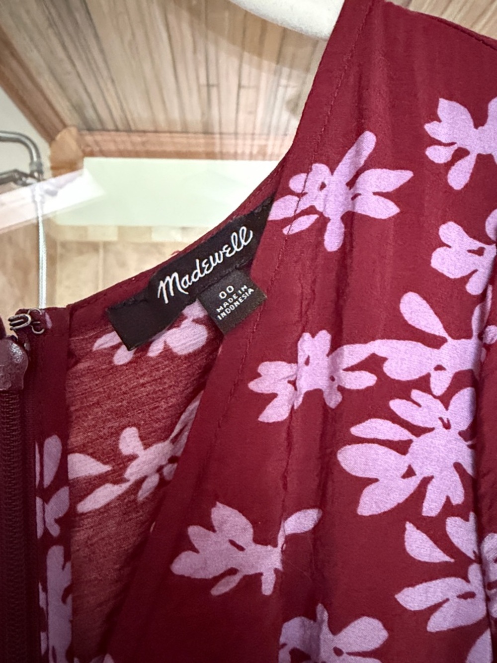 Madewell Maroon Midi Dress with Lavender Floral Print - Picture 4 of 6